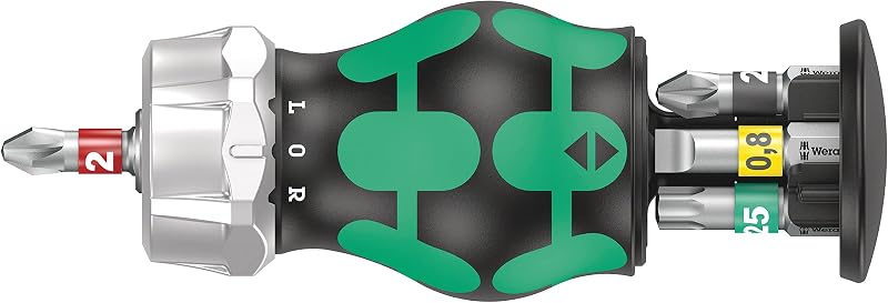 Wera Kraftform Kompakt Stubby Magazine RA 2 Snap-In Bit Screwdriver 6 Pieces
