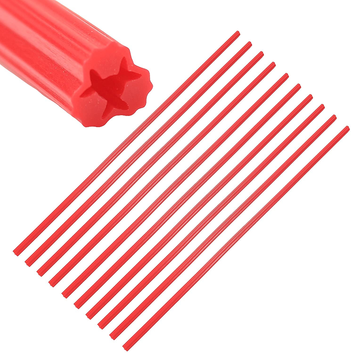 Merriway BH02063 (10 Pcs) Cut to Fit Hardwall Concrete Anchor PVC Wall Plug, Red 300 mm (12 Inch) for 6-8 Screws, Drill Size 6 - Pack of 10 Pieces