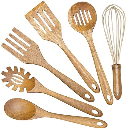 Buy Wooden Cooking Utensils Set Teak Wood Kitchen Utensils Set 6 Piece Wooden Spoons For Cooking Spatula Wood Slotted Spoon Serving Utensil Fork Nonstick Kitchen Utensils Online At Low Prices In India Amazon In