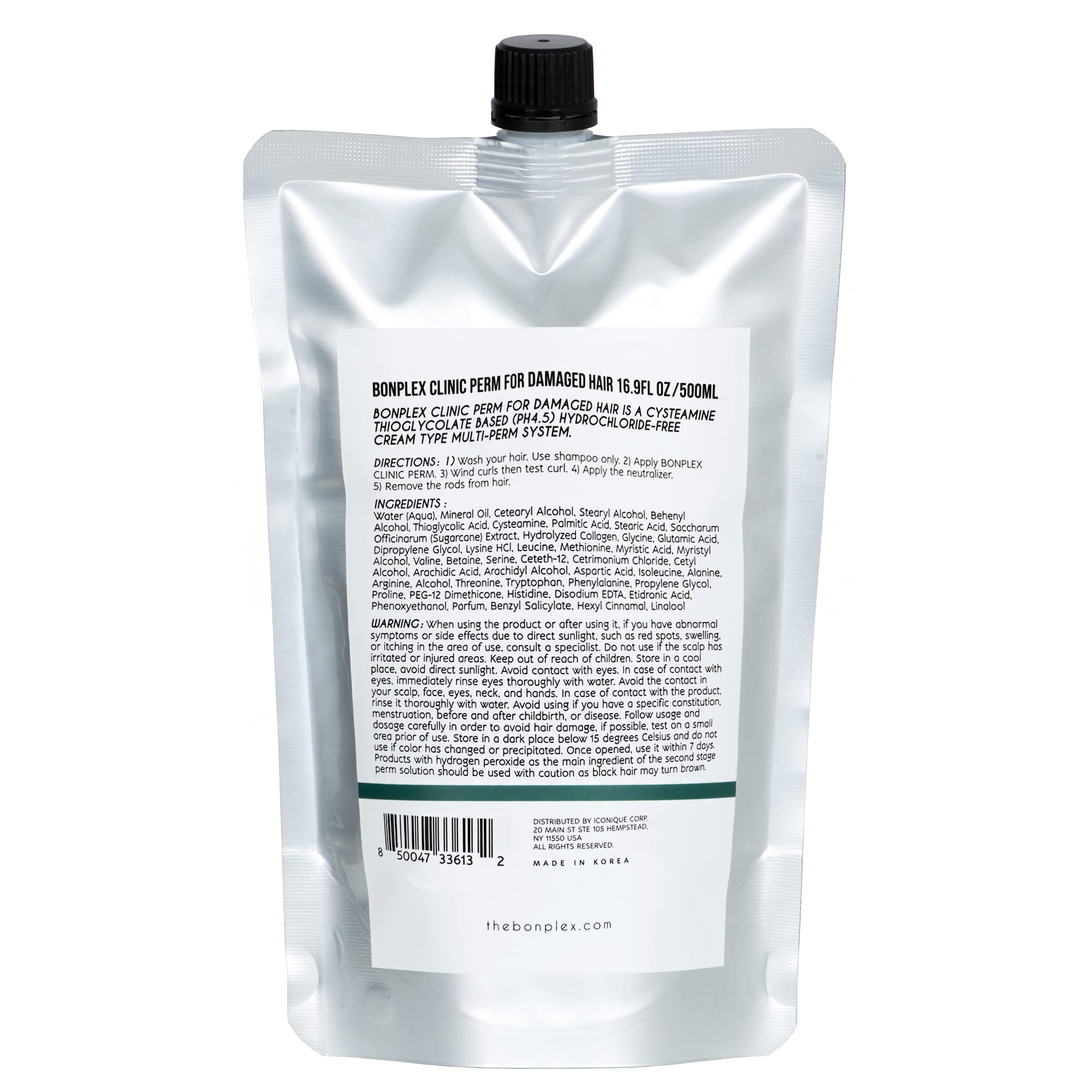 BONPLEX Clinic Perm for Damaged | Color Treated | Chemically Treated | Thin or Delicate Hair | Cysteamine Thioglycolate Based | Hydrochloride Free | pH 4.5 | Cream Type Multi-Perm System 16.9oz