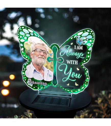 Solar Memorial Garden Stake With Butterfly Design - "Your Wings Were Ready" LED Light For Sympathy Gifts