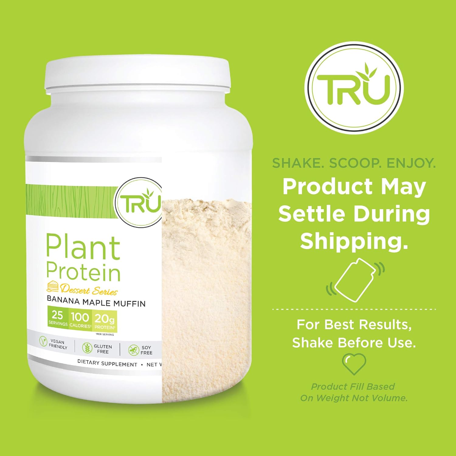TRU Plant Based Protein Powder, Natural Flavor, Vegan