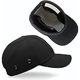 Lucent Path Black Baseball Safety Bump Cap - 100% Cotton, Impact-Resistant ABS Shell, Dual-Layer Padded Foam, Breathable, Adjustable Head Protection Hard Hat Cap