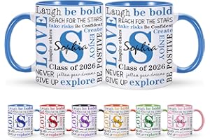 Personalized Graduation Mug with Name Initial, Graduation Gifts for Class of 2026,Custom Coffee Mug for High School Seniors C