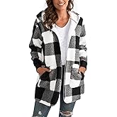 Yanekop Womens Oversized Sherpa Jacket Long Cardigan Sweaters Fuzzy Fleece Jacket Faux Fur Plus Size Coats with Pockets