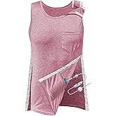Mastectomy Recovery Tank Top with Drain Pockets Unisex Post Shoulder Surgery Shirts Full Snap Rotator Cuff Recovery Clothing