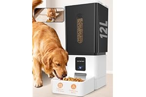 Automatic Dog Feeder Large Breed: 12L/50 Cups with HD 1080P Camera - 5G WiFi Anti-Clog Timed Dog Food Dispenser for Golden Retriever Busy Owners by UTCG