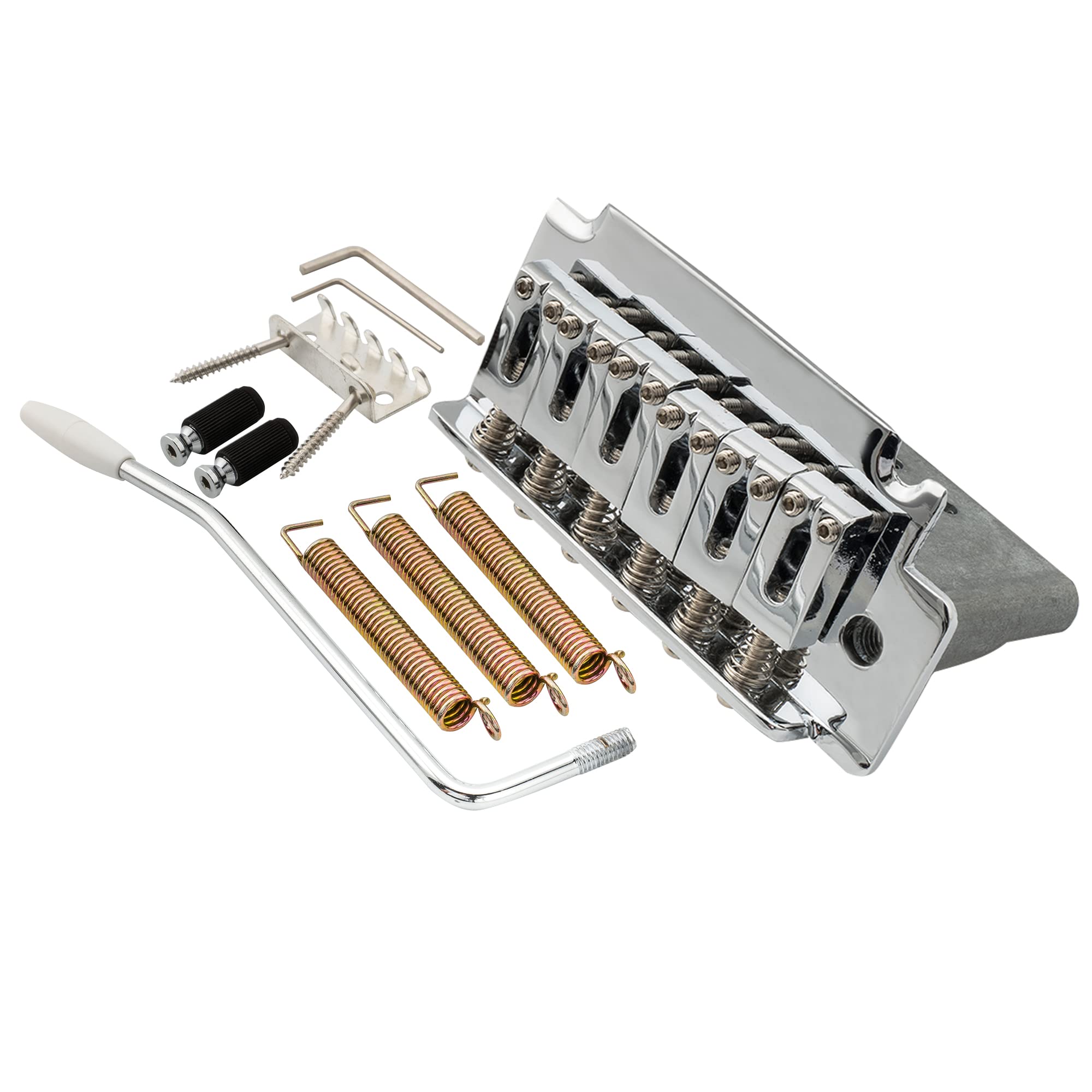 Musiclily Pro 52.5mm 2-Point Style Short Block Guitar Tremolo Bridge for Squier Strat, Chrome