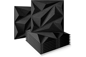 Art3dwallpanels Acoustic Panels with Tape 20 Pack Soundproof Wall Panels Acoustic Foam Sound Dampening, 3D Sound Absorbing, 12" X 12", Black