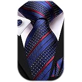 Dubulle Mens Paisley Striped Tie WOVEN Necktie for Men and Handkerchief Cufflinks Set Wedding Formal Business