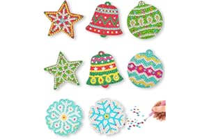Little Jupiter DIY Magnet & Diamond Art Christmas Ornaments for Kids Set - Makes 8pcs - Crafts for Kids - Diamond Art Kits - Ornament Kits