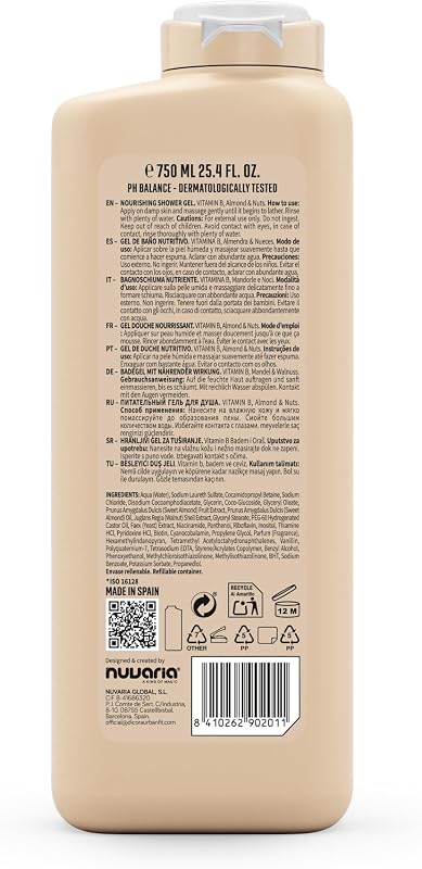 Gel de Baño Vitamina B Almendras & Nueces 750 ml