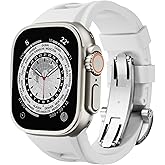 raycarrey Rugged Silicone Strap Compatible with Apple Watch Band Ultra 2/Ultra 49mm 46mm 45mm 44mm 42mm, Durable Butterfly Buckle Sport Bands for iWatch Series SE 10 9 8 7 6 5 4 3 2 1