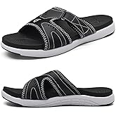 COFACE Mens Sport Recovery Sandals Plantar Fasciitis Soft Cushion Lightweight Orthotic Slides for Men