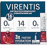 VIRENTIS 16 Sticks Electrolytes Powder Packets Sugar Free Hydration Packets, Liquid Daily IV Electrolyte Drink Mix for Rehydration with 8 Electrolytes & 6 Vitamins, 0 Calorie, Low Sodium