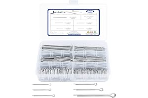 JOVLALIS Cotter Pin Assortment, 400 PCS Hairpin Cotter Pins, Split Pin Fastener Clips, Straight Hairpins, Holds Pins or Castle Nuts in Place (Zinc Plated Steel)