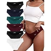 Wukemimi Seamless Underwear for Women, No Show Stretch Bikini Panties, Silk Crotch, Invisible Hipster, 6-Pack