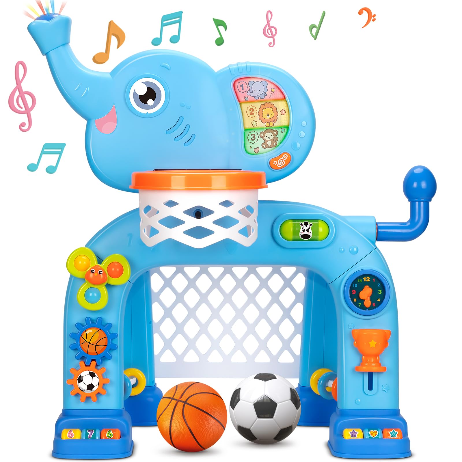 Photo 1 of KIZZYEA Toys for 1 2 3 Years Old Boys Girls, Toddler Basketball Hoop & Soccer Goal, Montessori Toy, Interactive Musical Sports Toys with Light, Christmas Birthday Gifts for Baby Kids Age 12-18 Months