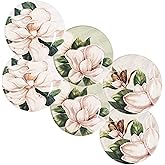 Bico Magnolia Floral Appetizer Plates Set of 6, 6 Inch Small Ceramic Dessert Plates for Snacks, Salad, Tablescape, Microwave and Dishwasher Safe, Gift for Housewarming and Thanksgiving