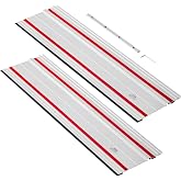 VEVOR Track Saw Guide Rail, 55-Inch Cutting Range, Kit Includes 2 x 27.5 in Aluminum Extruded Guide Rails and 1 Connector, Compatible with Makita, Festool &amp; WEN Track Saws, for Woodworking Projects