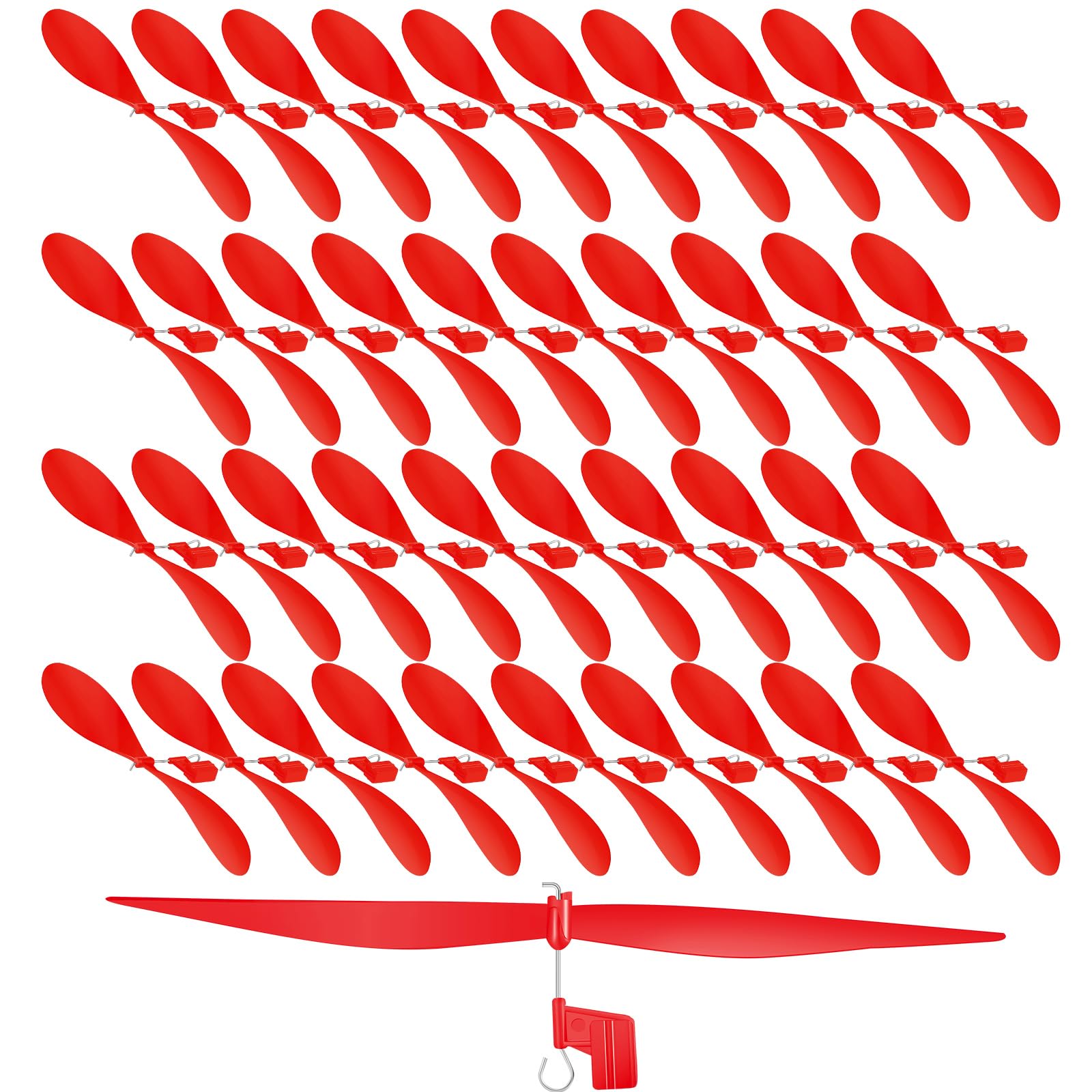 Photo 1 of Libima 40 Pcs Plastic Propeller for STEM Activities Fold Resistant Propeller Blades with Rubber Band Hooks for Airplanes and Helicopters from Research Institution, 7.1 Inches(Red)