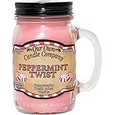 Our Own Candle Company, Peppermint Twist Scented Mason Jar Candle, 100 Hour Burn Time, 13 Ounces