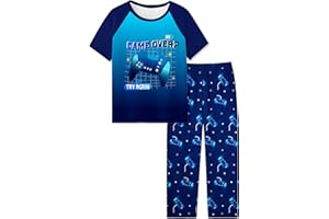 Fiodrimy Boys Pajamas Little Big Boys Short Sleeves and Pants Pajamas 2-Piece Pjs Set Kids Sleepwear Size 8-14