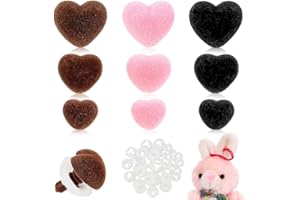PH PandaHall 36pcs Flocking Safety Noses 3 Sizes Heart Noses Crafts Noses Amigurumi Noses Velvet Stuffed Pink Nose with Washe