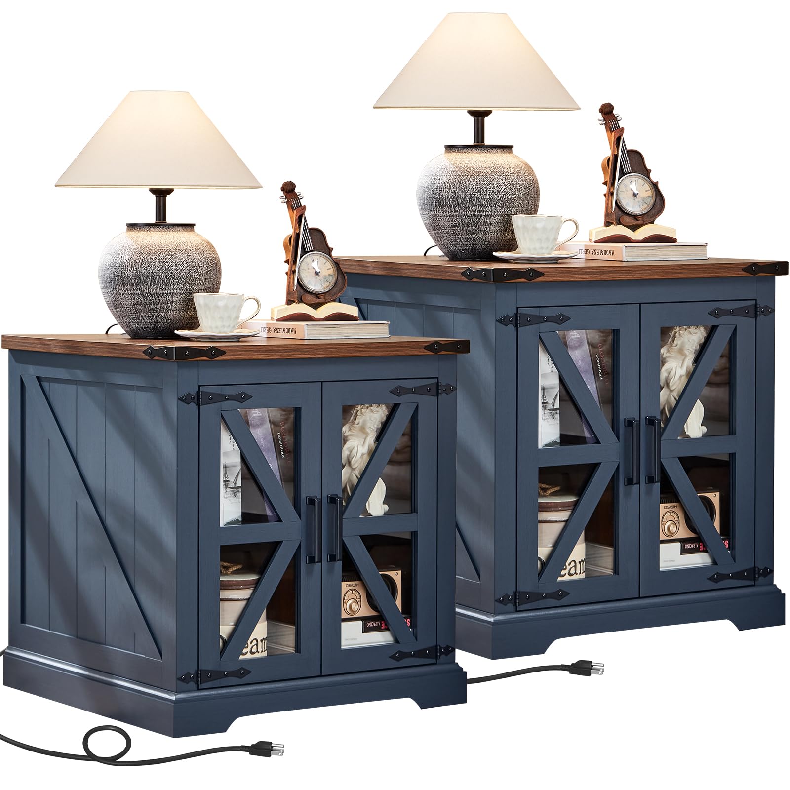 Joaxswe 24'' End Table Set 2 with Charger for Living Room