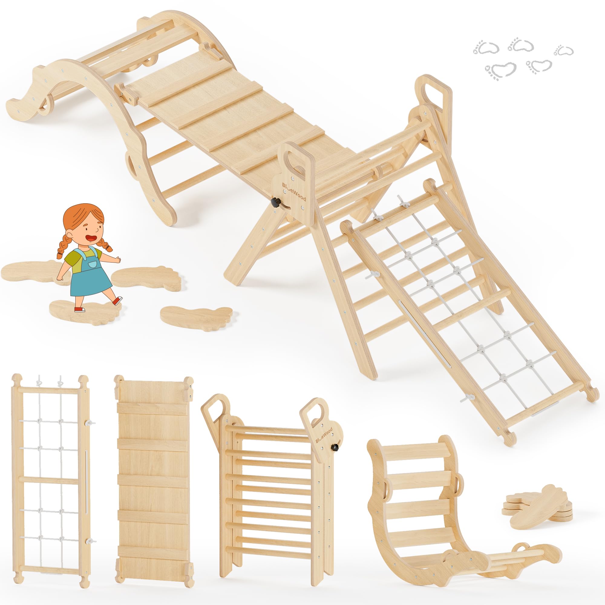 BlueWood 10-in-1 Pikler Triangle Set, Toddler
