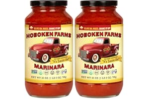 Hoboken Farms Marinara Sauce – No Sugar Added, Low Sodium, Non-GMO, Preservative-Free, Low Carb, Keto – Better For You Pasta Sauce! (25 Fl Oz, Pack of 2)