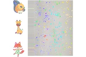 HUSPER 4.1x2.9 Inches Transparent Holographic Vinyl Sticker Paper – 100 Sheets with Cold Laminate Film (Gem Design, Non-Print
