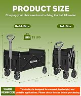 GECONLE 100L Folding Trolley Cart 100KG/220LBS with Cup Holders view 2