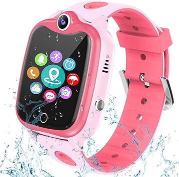 Amazon Com Ip67 Waterproof Phone Watch Smartwatch For Kids Gps Tracker With Sos Alarm Clock Game Wrist Smart Watch For Girls Boys Student Children Birthday Toys School Travel Outdoor Purple Electronics