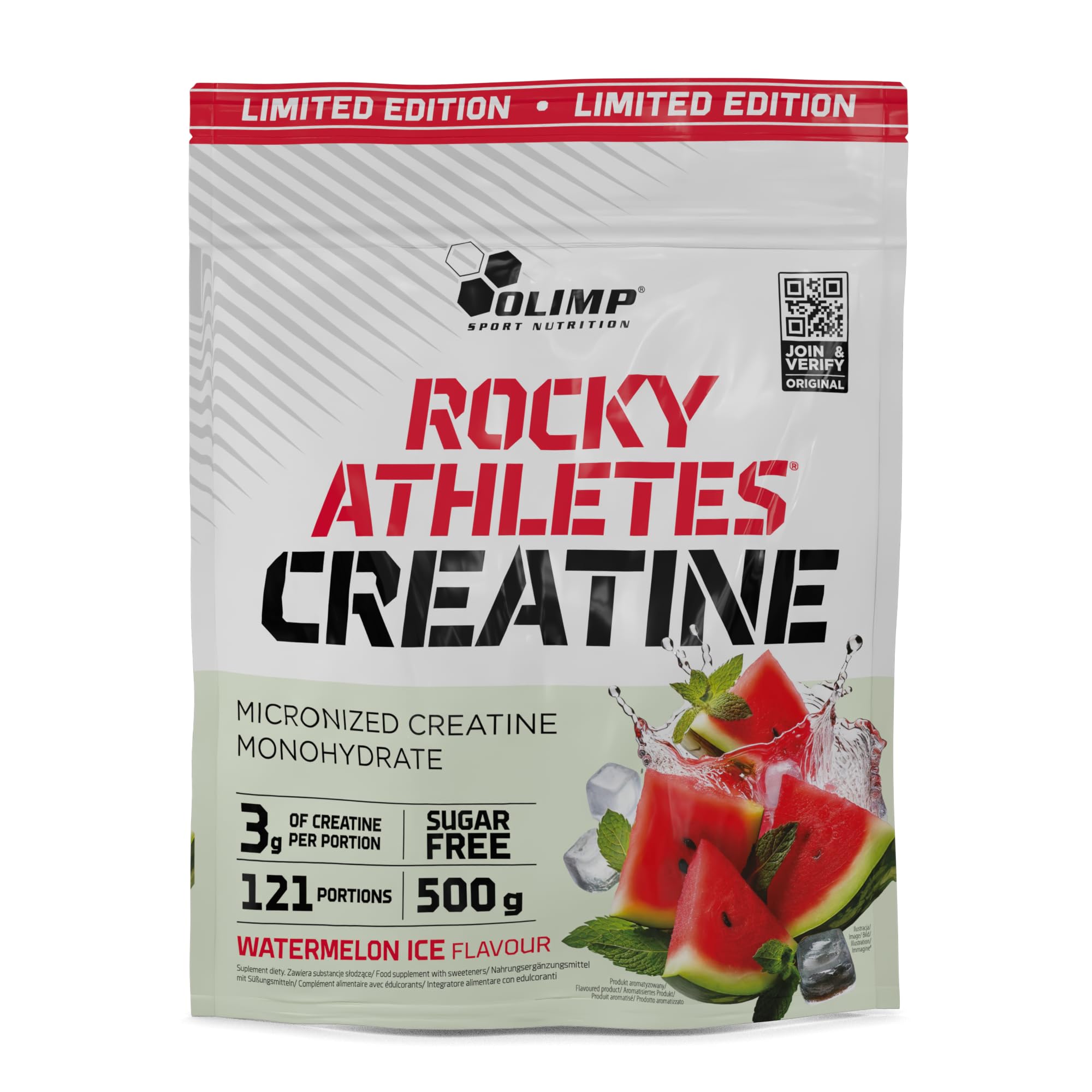 Olimp Rocky Athletes® Creatine - 500 g, Watermelon Ice - Creatine Monohydrate Pulver - Booster pre Workout