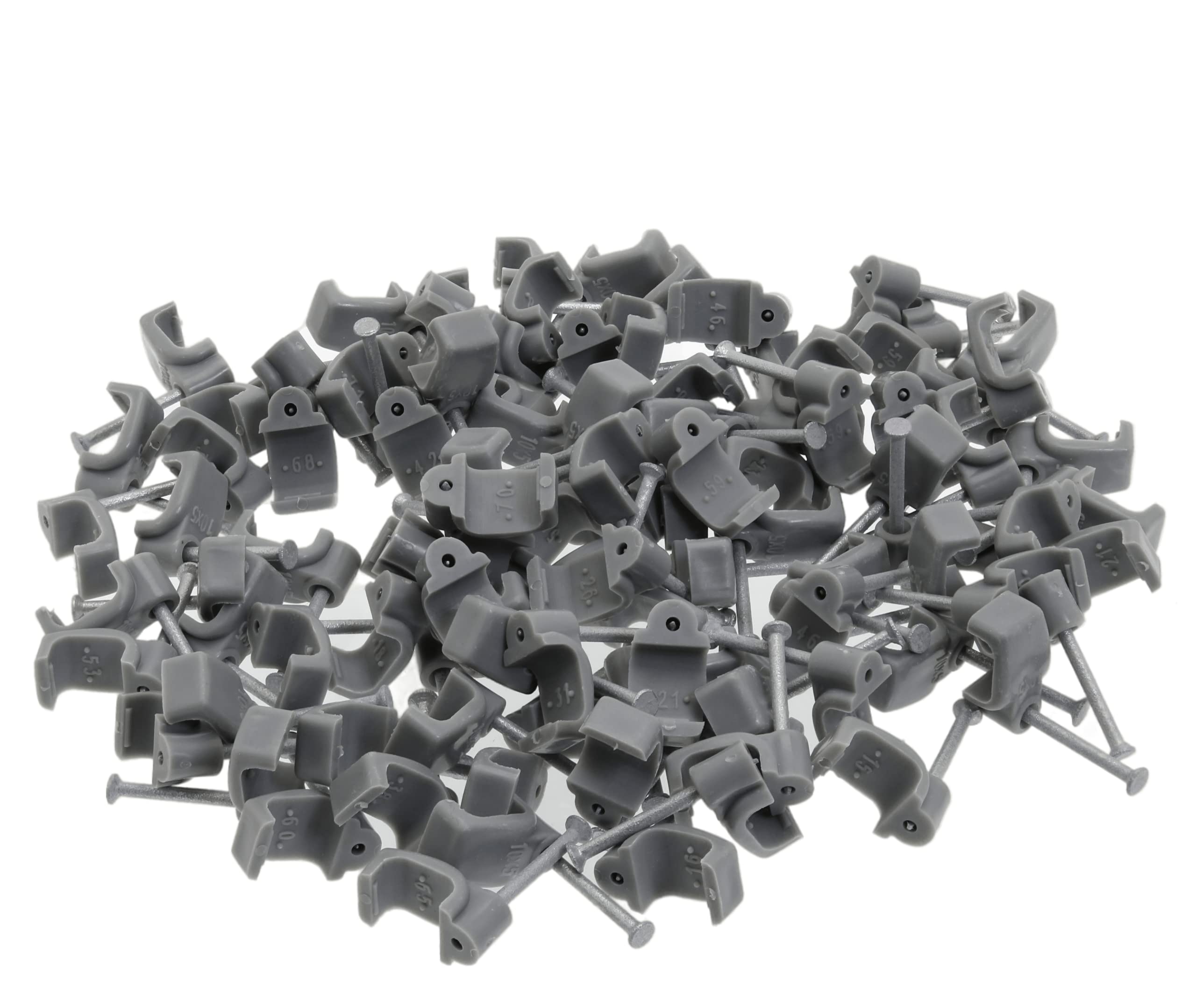 2.5mm T&E (10x5) Cable Clips, Grey, 100 Pack, With 2.5 Cm Long Pin By Reulin