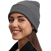 100% Cotton Beanie Hat- Unisex Ultra Soft Winter Warm Stretch Knit Cuffed Hats Fisherman Beanies Skull Cap