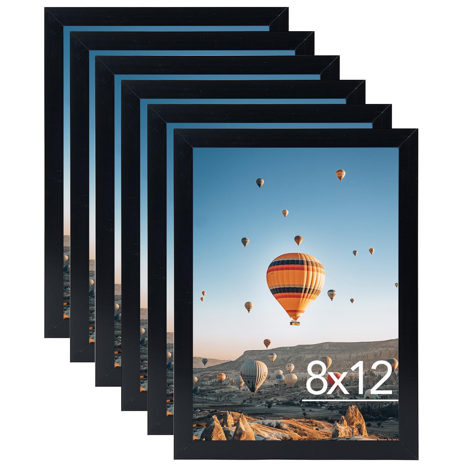 JCJMY 8x12 Picture Frame Set of 6 Black for Wall