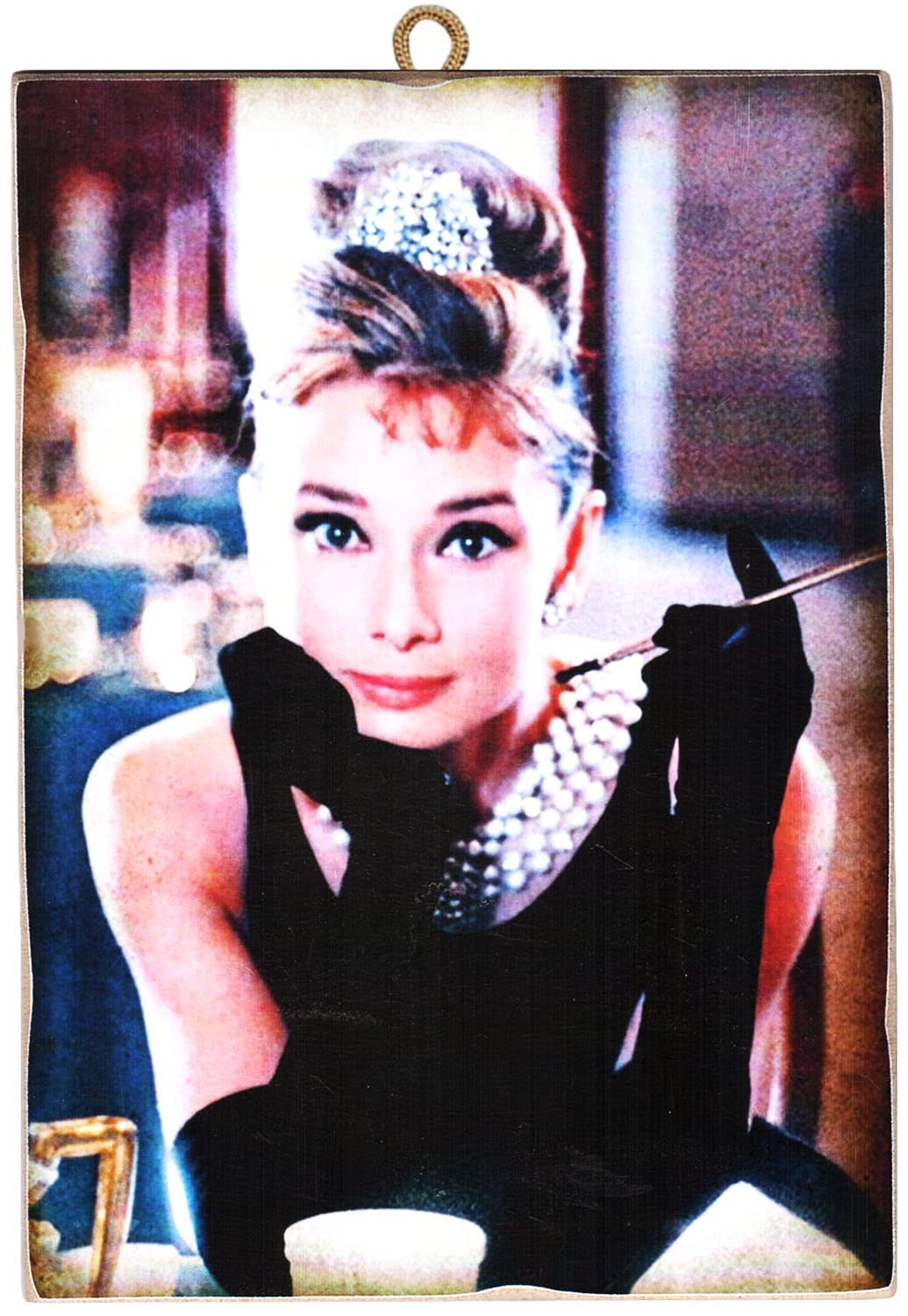 KUSTOM ART CUCUBA Vintage Style Square Picture Audrey Hepburn in the Breakfast Film by Tiffany.