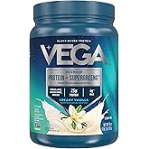 Vega Protein and Greens Protein Powder Creamy Vanilla (11 Servings) 25g Plant Based Protein Plus Veggies, Vegan, Non-GMO, Pea Protein for Women and Men, 1.2lbs
