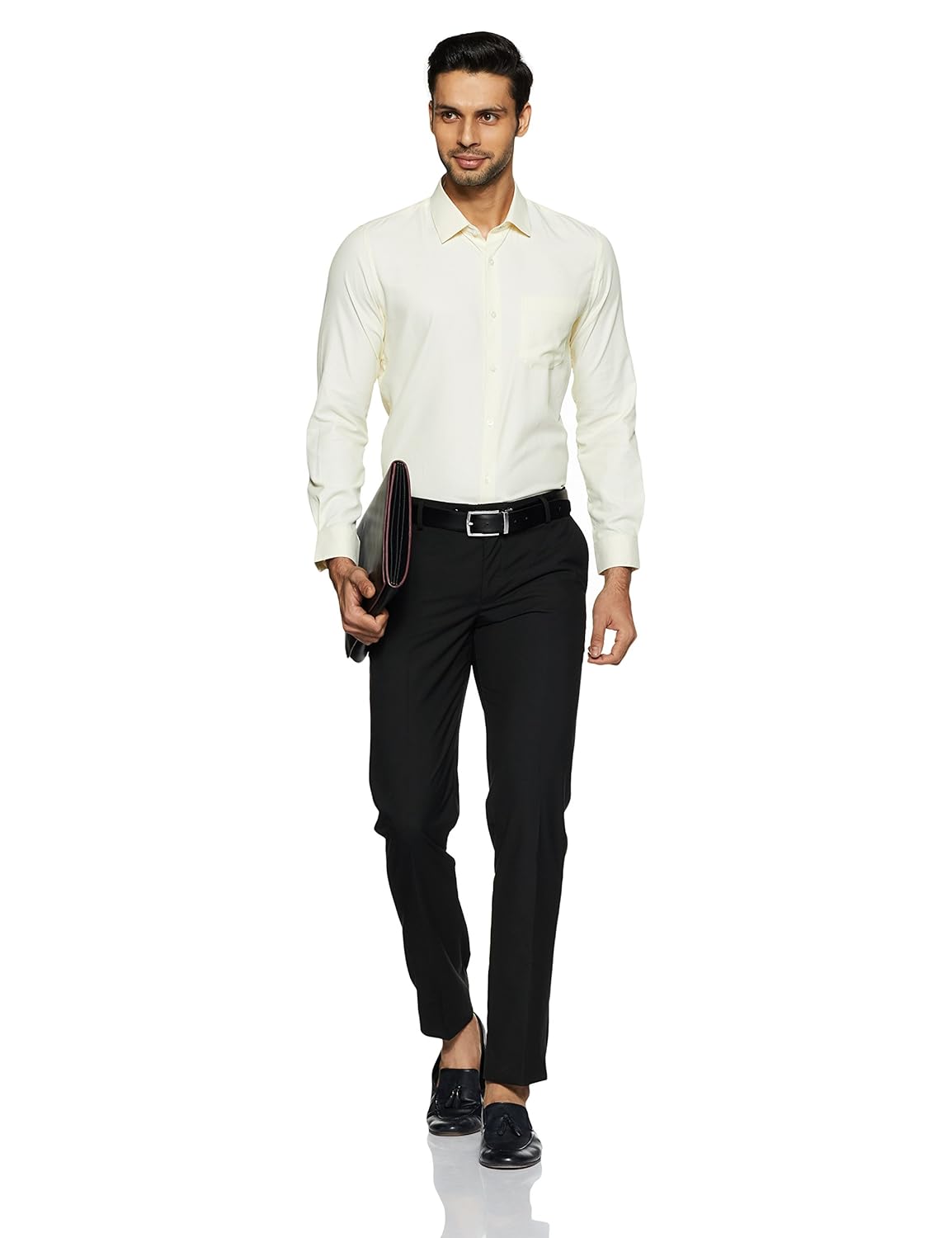 peter england men's solid slim fit formal shirt