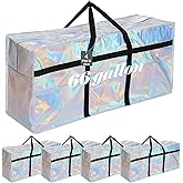 Clysee 4 Pcs 66 Gallon Extra Large Moving Bags Heavy Duty Storage Bag with Strong Zipper Handle Foldable XXL Jumbo Storage Tote Packing Moving Box for College Dorm Travel Cloth Duffle (Iridescent)