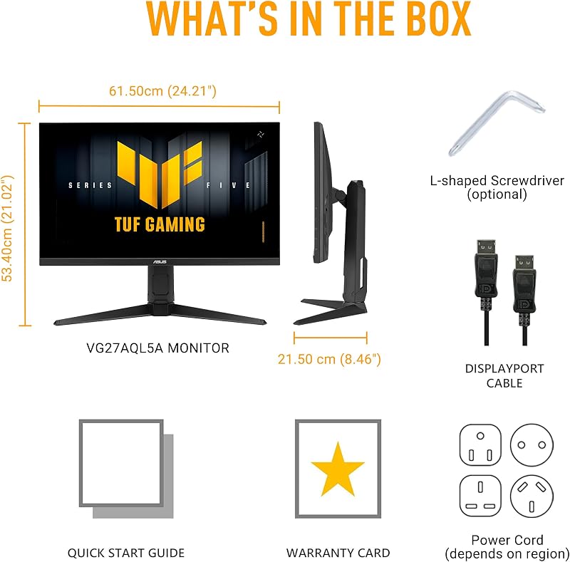 TUF Gaming VG27AQL5A 27 Pouces 1440p 210Hz Écran PC Gamer Fast IPS