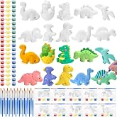 20 Set Dinosaur Ceramic Painting Kit Christmas Dinosaur Party Favors | DIY Plaster Dinosaurs to Paint, Paint Your Own Figurines, Unpainted Dinosaur Arts and Crafts, for Birthday Party Activities