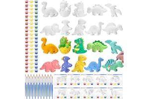 Simgoing 20 Set Dinosaur Ceramic Painting Kit DIY Ceramic to Paint Your Own Dinosaur Figurines Unpainted Plaster Arts and Craft for Adults Christmas Birthday Party Favors