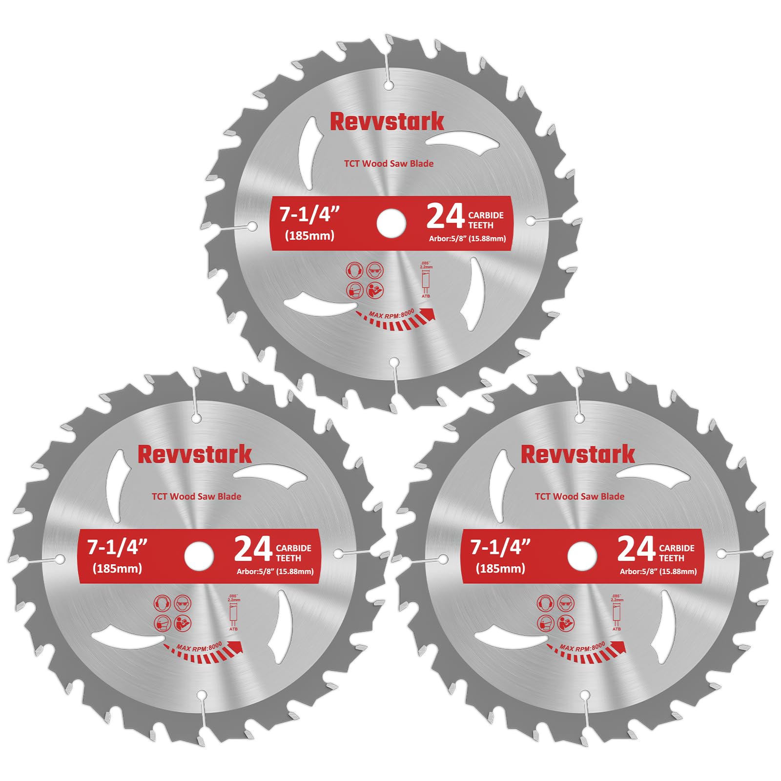 Photo 1 of 3 Pack Circular Saw Blade 7-1/4" 24T with 5/8" Arbor, Carbide Tipped Teeth, TCT Saw Blades for Cutting Various Wood, Plastic and Composite Materials, Fit Dewalt Craftsman Ryobi Milwaukee