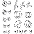 MODRSA Gold Cartilage Earring Silver Cartilage Piercing Jewelry 16g Helix Piercing Jewelry Cartilage Hoop Earring Helix Earrings Silver Cartilage Earring Stud 16 Gauge Cartilage Earrings for Women