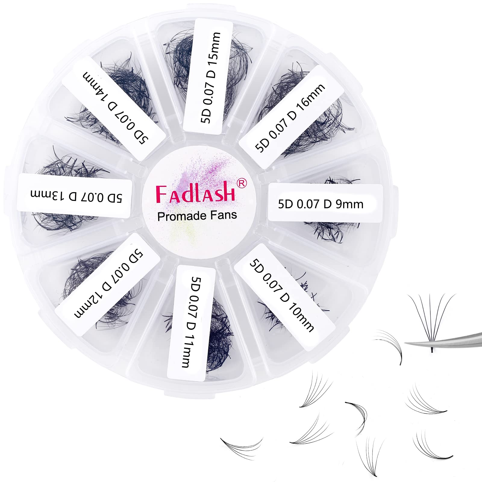 Premade Volume Eyelash Extensions 5D 0.07 D Curl 1000pcs Russian Lashes 9-16mm Mixed Tray Pre-Made Russian Lashes Handmade Promade Loose Fans — image 1