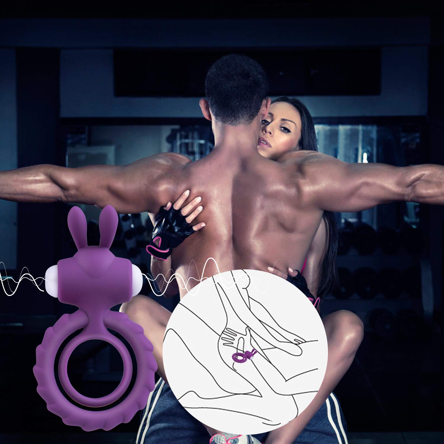 Vibrating Penis Ring, l\'aise vie Silicone Soft Stretchy Cock Rings for Men Waterproof Ring Toys for Males and Couples for Longer Lasting Erections Triple Wearing Ways with 2 LR41 Batteries(Rabbitlady)