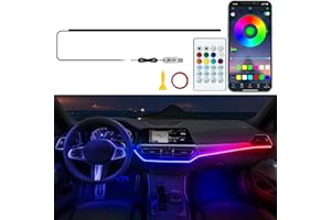 Jushope Interior Car LED Strip Lights, Acrylic LED Lights for Car with Dreamcolor Chasing, USB RGB Car Ambient Lighting Kits, Music Sync Dynamic Start Scan (43.3 inches)